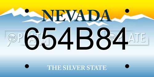 654B84 Nevada License Plate