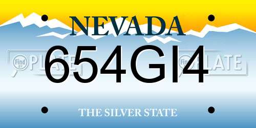 654GI4 Nevada License Plate