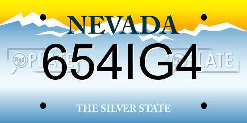 654IG4 Nevada License Plate