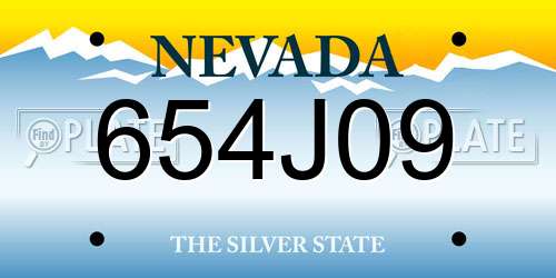 654J09 Nevada License Plate
