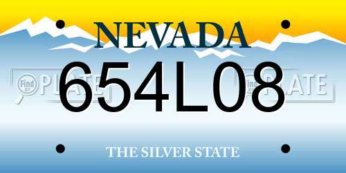 654L08 Nevada License Plate