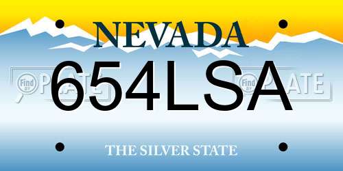 654LSA Nevada License Plate