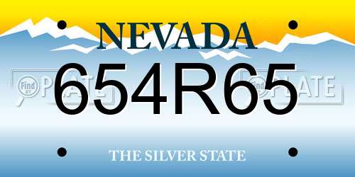 654R65 Nevada License Plate