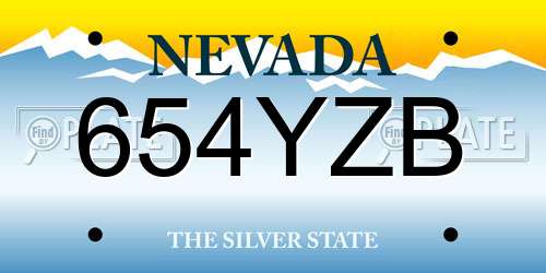 654YZB Nevada License Plate