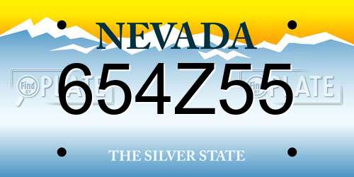 654Z55 Nevada License Plate