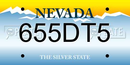655DT5 Nevada License Plate