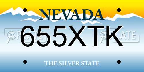 655XTK Nevada License Plate