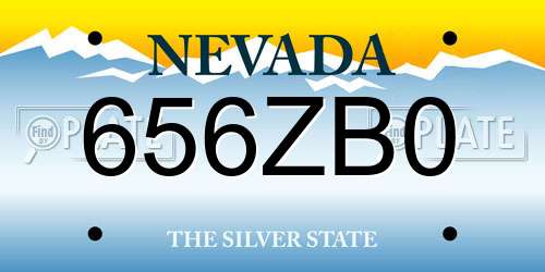 656ZB0 Nevada License Plate