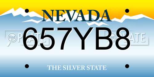 657YB8 Nevada License Plate