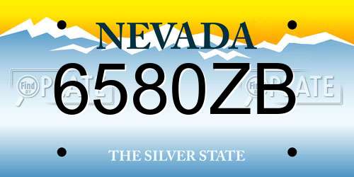 6580ZB Nevada License Plate