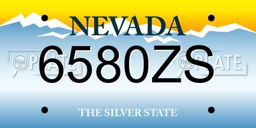 6580ZS Nevada License Plate