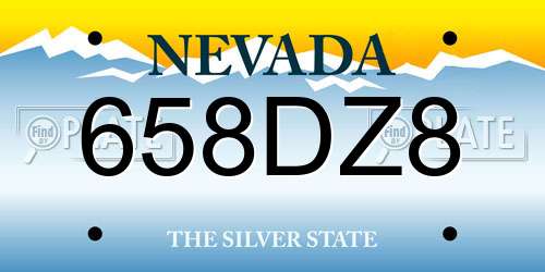 658DZ8 Nevada License Plate