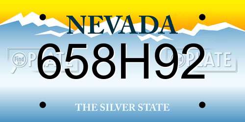658H92 Nevada License Plate