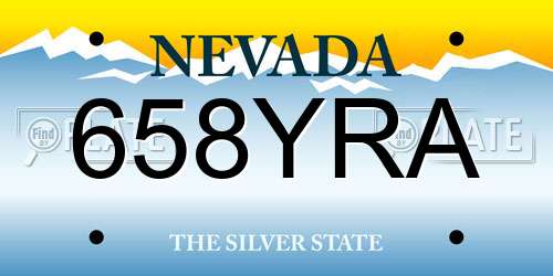 658YRA Nevada License Plate