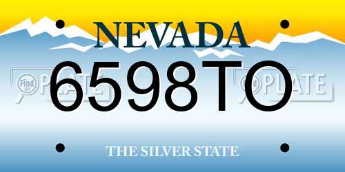 6598TO Nevada License Plate