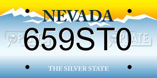 659ST0 Nevada License Plate