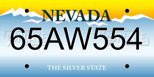 65AW554 Nevada License Plate
