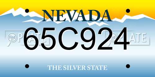 65C924 Nevada License Plate