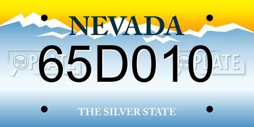 65D010 Nevada License Plate