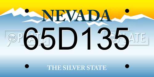 65D135 Nevada License Plate