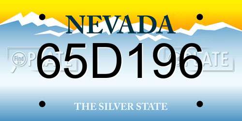 65D196 Nevada License Plate