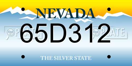 65D312 Nevada License Plate