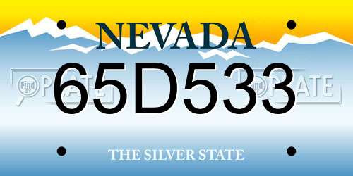 65D533 Nevada License Plate