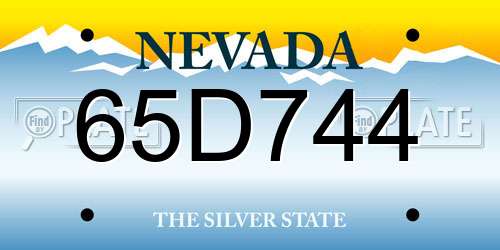 65D744 Nevada License Plate