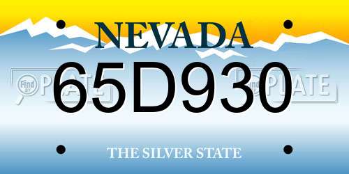 65D930 Nevada License Plate