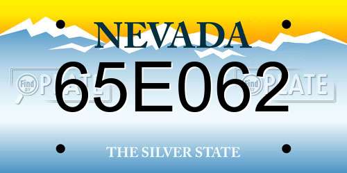 65E062 Nevada License Plate