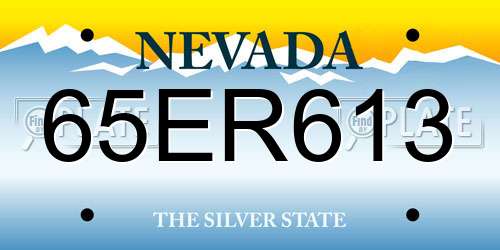 65ER613 Nevada License Plate