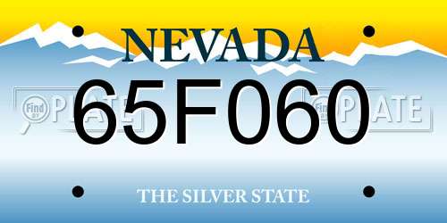 65F060 Nevada License Plate
