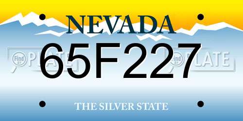 65F227 Nevada License Plate