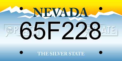 65F228 Nevada License Plate