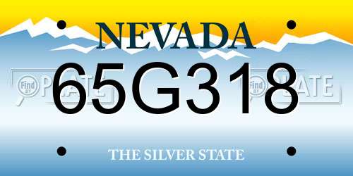 65G318 Nevada License Plate