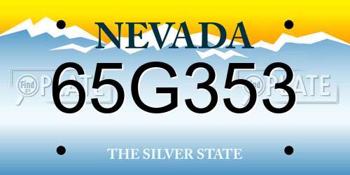 65G353 Nevada License Plate