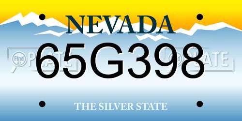 65G398 Nevada License Plate