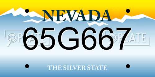 65G667 Nevada License Plate
