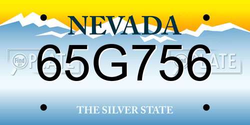 65G756 Nevada License Plate