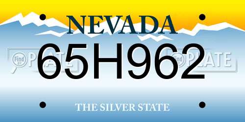 65H962 Nevada License Plate