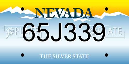 65J339 Nevada License Plate
