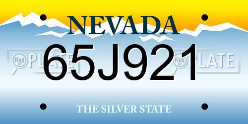 65J921 Nevada License Plate