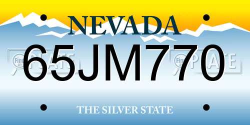 65JM770 Nevada License Plate