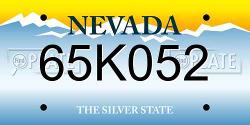 65K052 Nevada License Plate