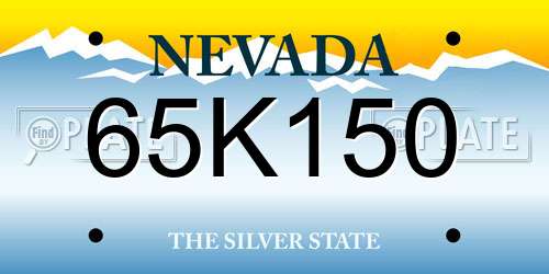 65K150 Nevada License Plate