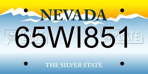 65WI851 Nevada License Plate