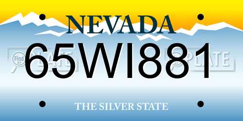 65WI881 Nevada License Plate
