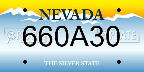 660A30 Nevada License Plate