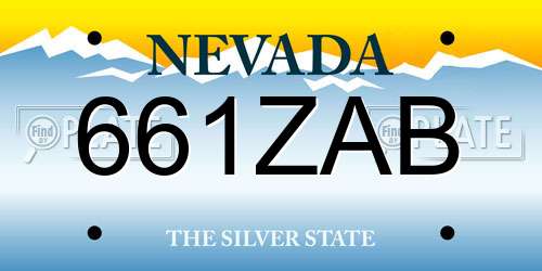 661ZAB Nevada License Plate