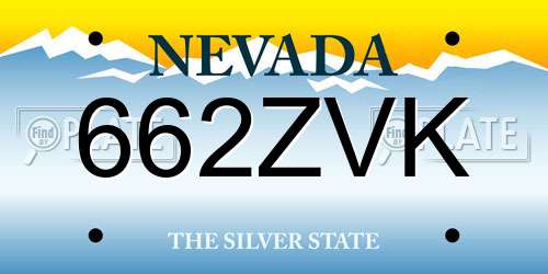 662ZVK Nevada License Plate